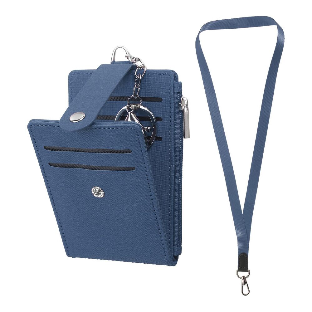 1192 2 in 1 Small Credit Card Wallet & ID Badge Holder, PU Leather Card